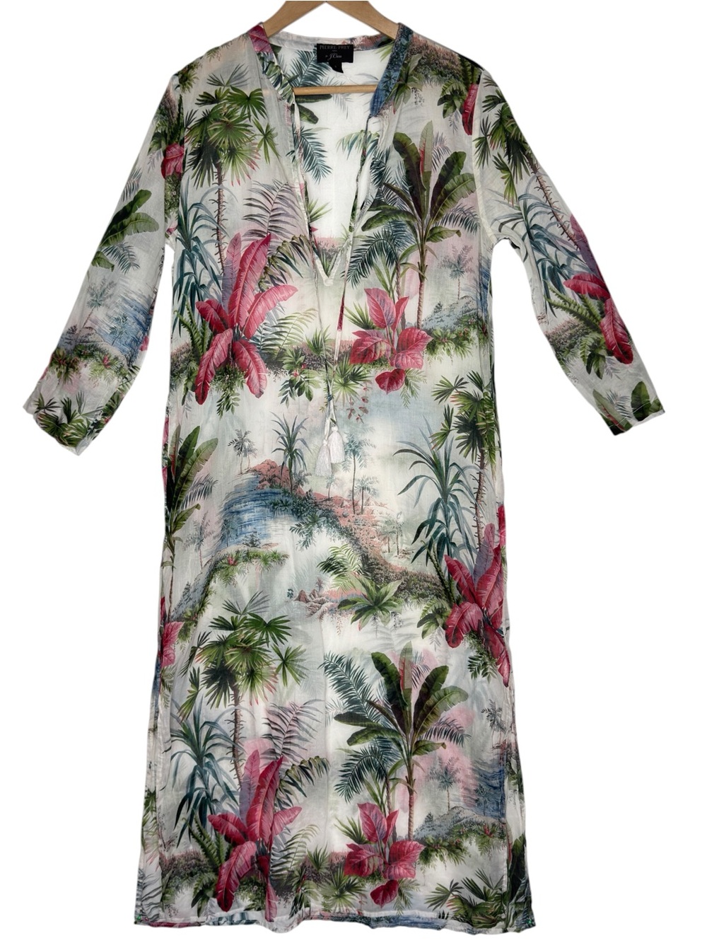 Pierre Frey for J.Crew Tropical Botanical Maxi Tunic Dress Cover-Up Size Small - Picture 2 of 13